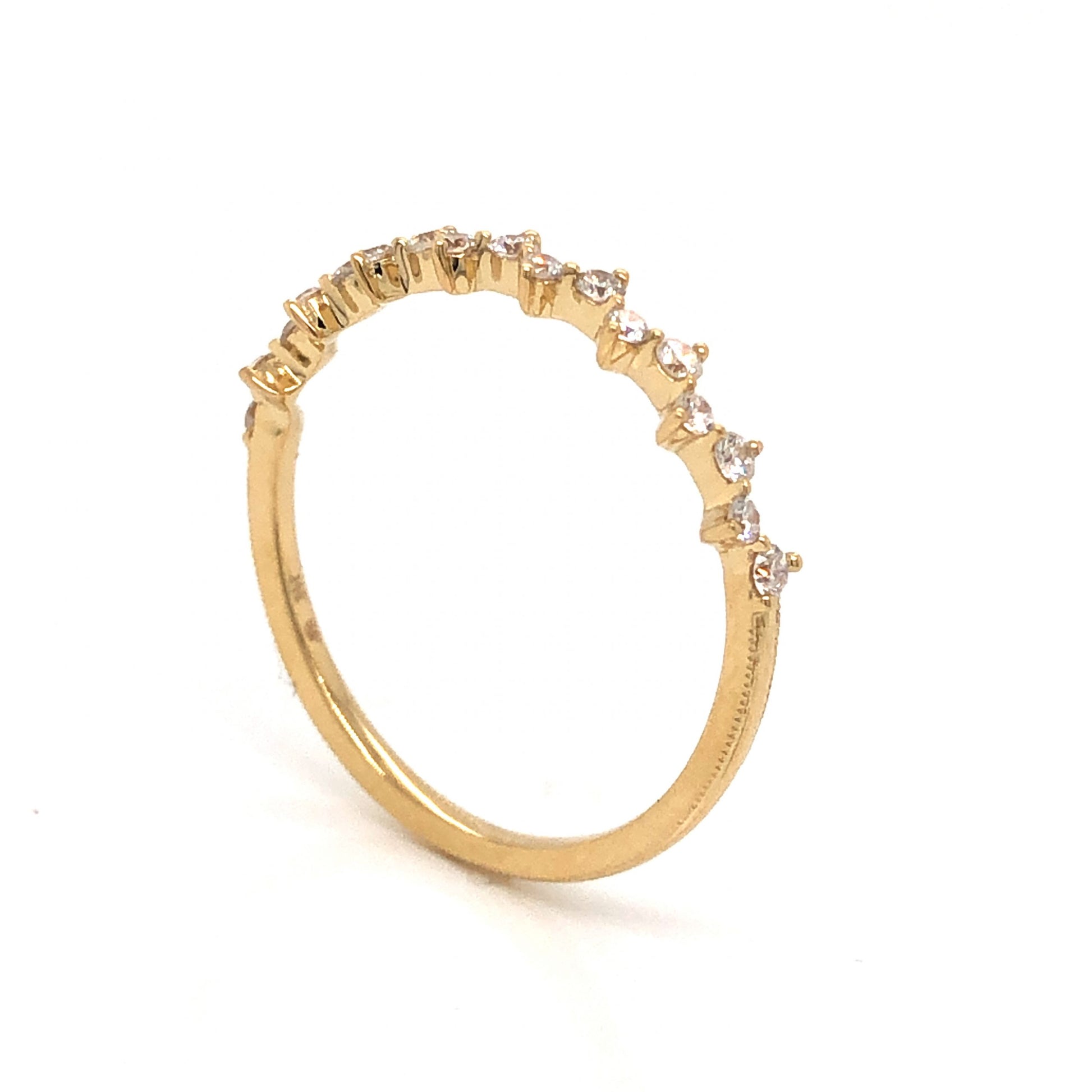 .21 Alternating Diamond Wedding Band in 14k Yellow GoldComposition: 14 Karat Yellow Gold Ring Size: 6.5 Total Diamond Weight: .21ct Total Gram Weight: 1.0 g Inscription: 14k
      