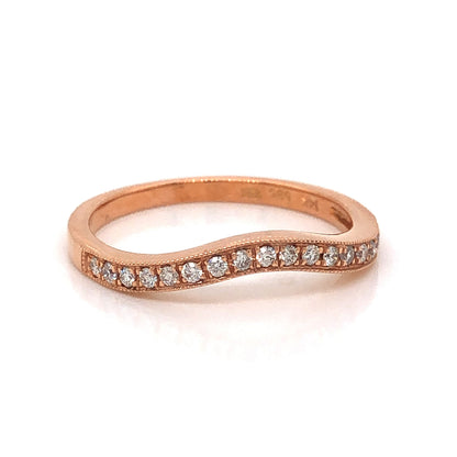 .14 Curved Diamond Wedding Band in 14k Rose Gold