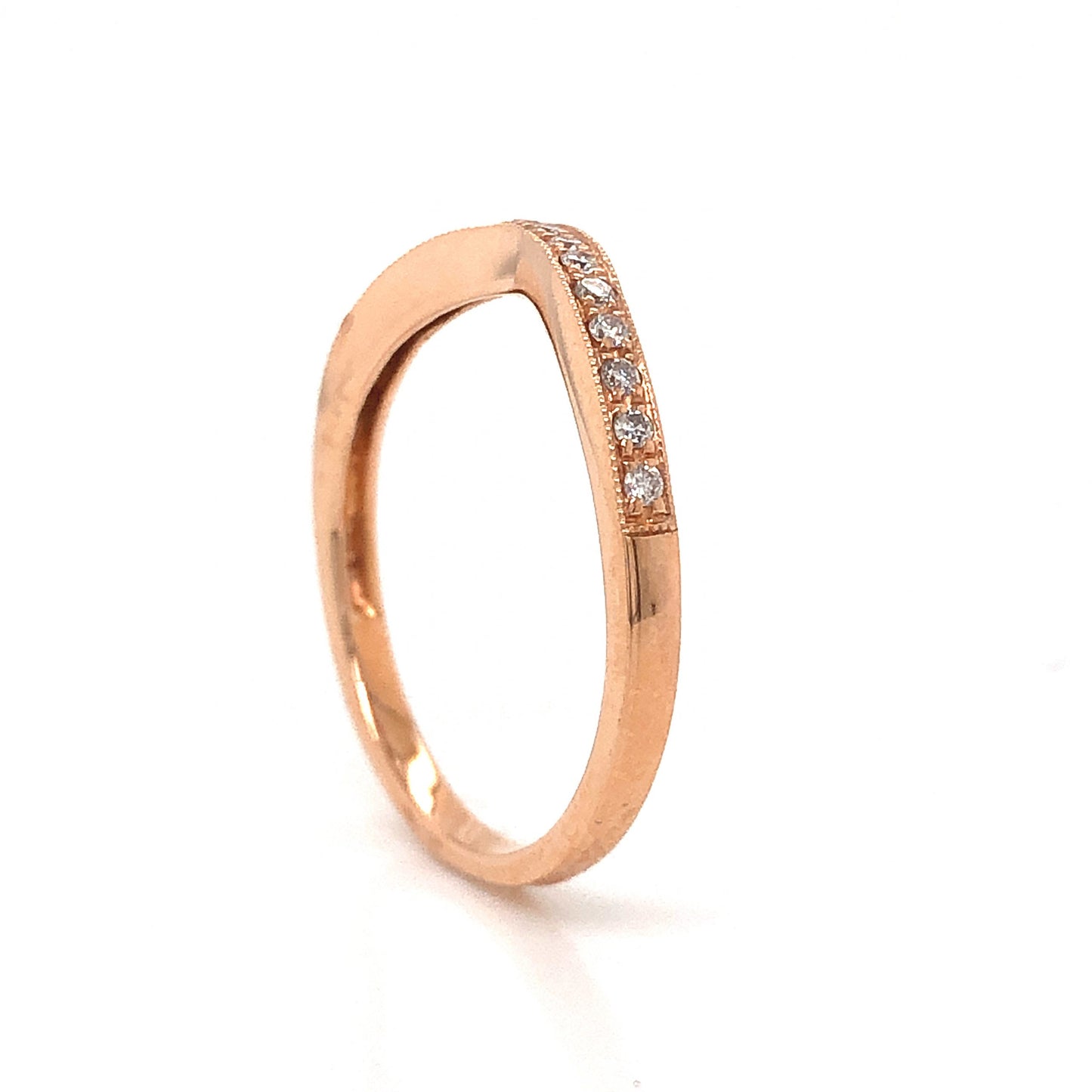.14 Curved Diamond Wedding Band in 14k Rose Gold