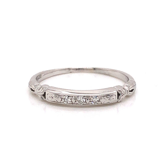 Granat Bros Art Deco Diamond Wedding Band in 18k White Gold