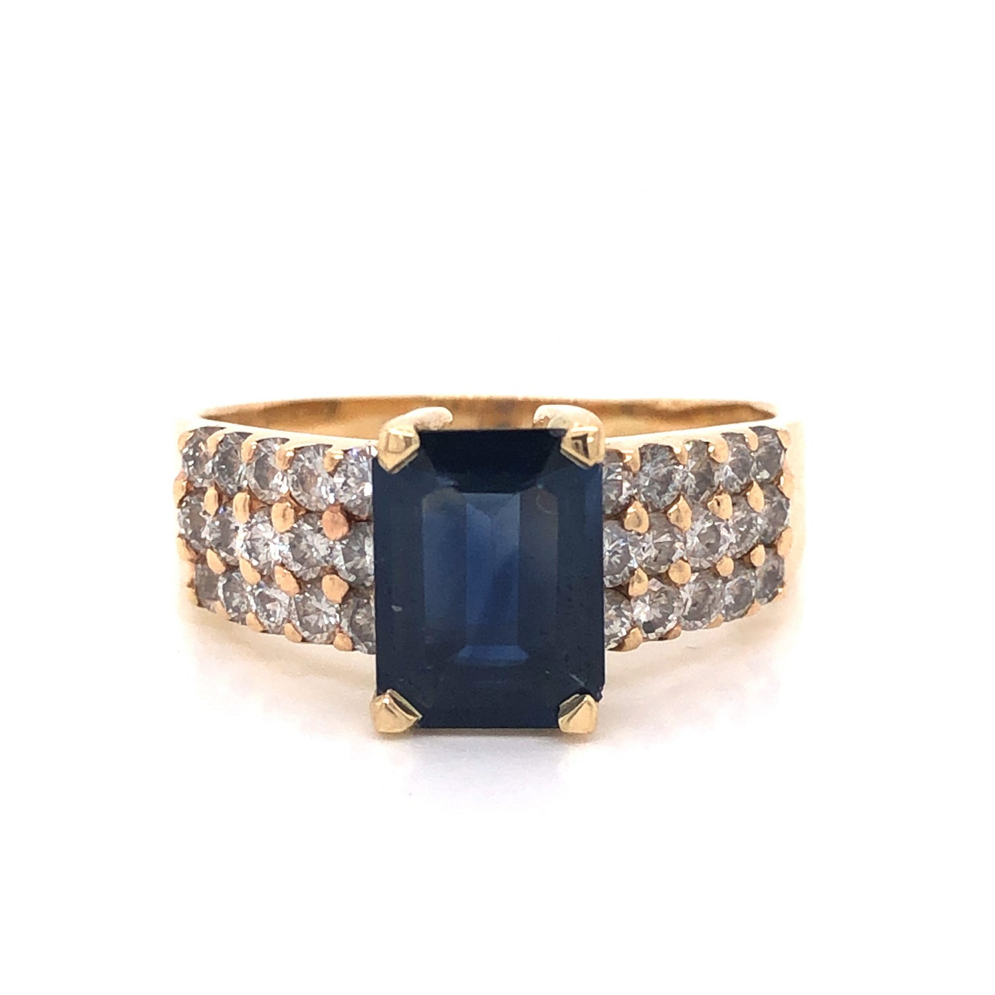 1.79 Emerald Cut Sapphire Engagement Ring in 14k Yellow Gold