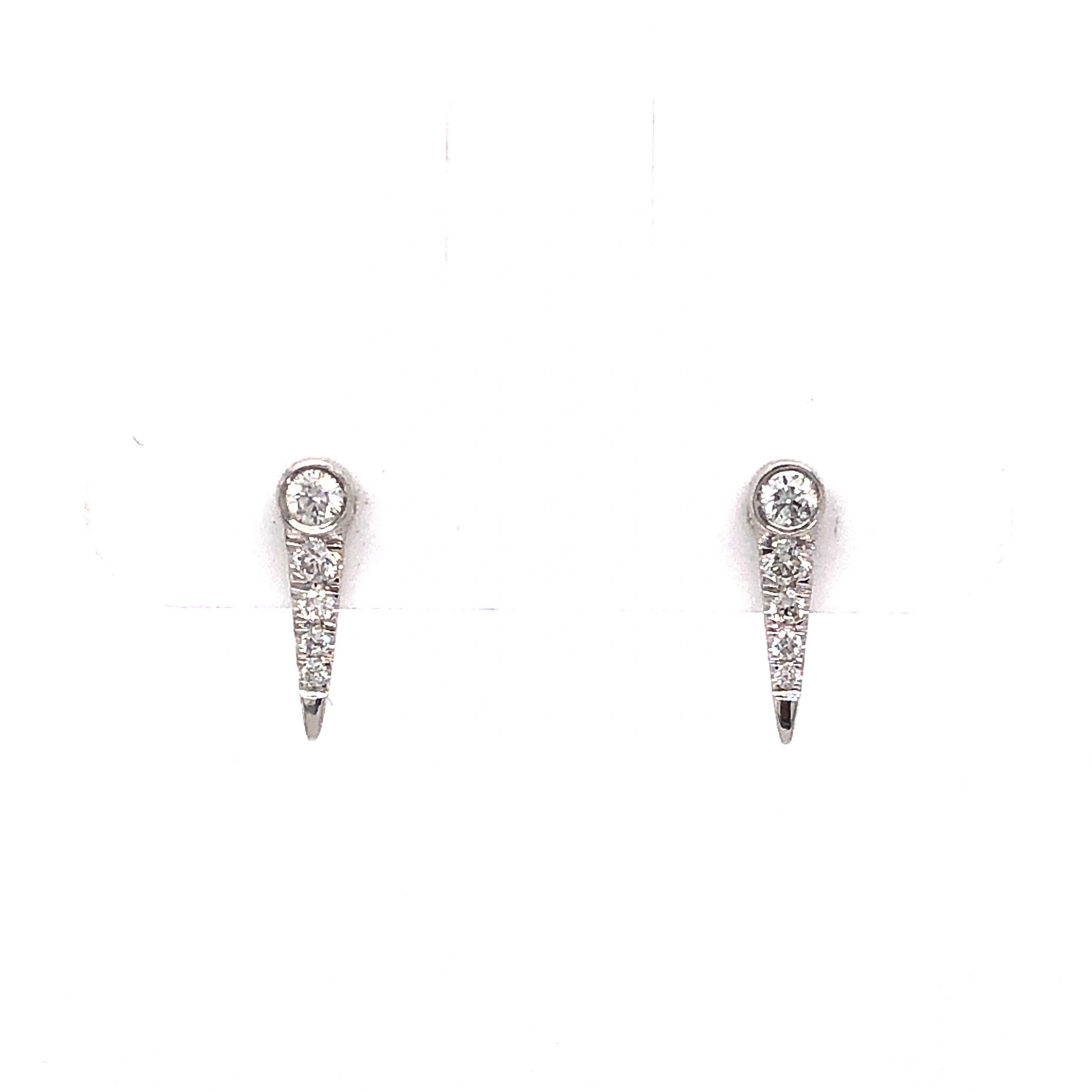 Single Diamond Spike Stud Earrings in 14K White Gold