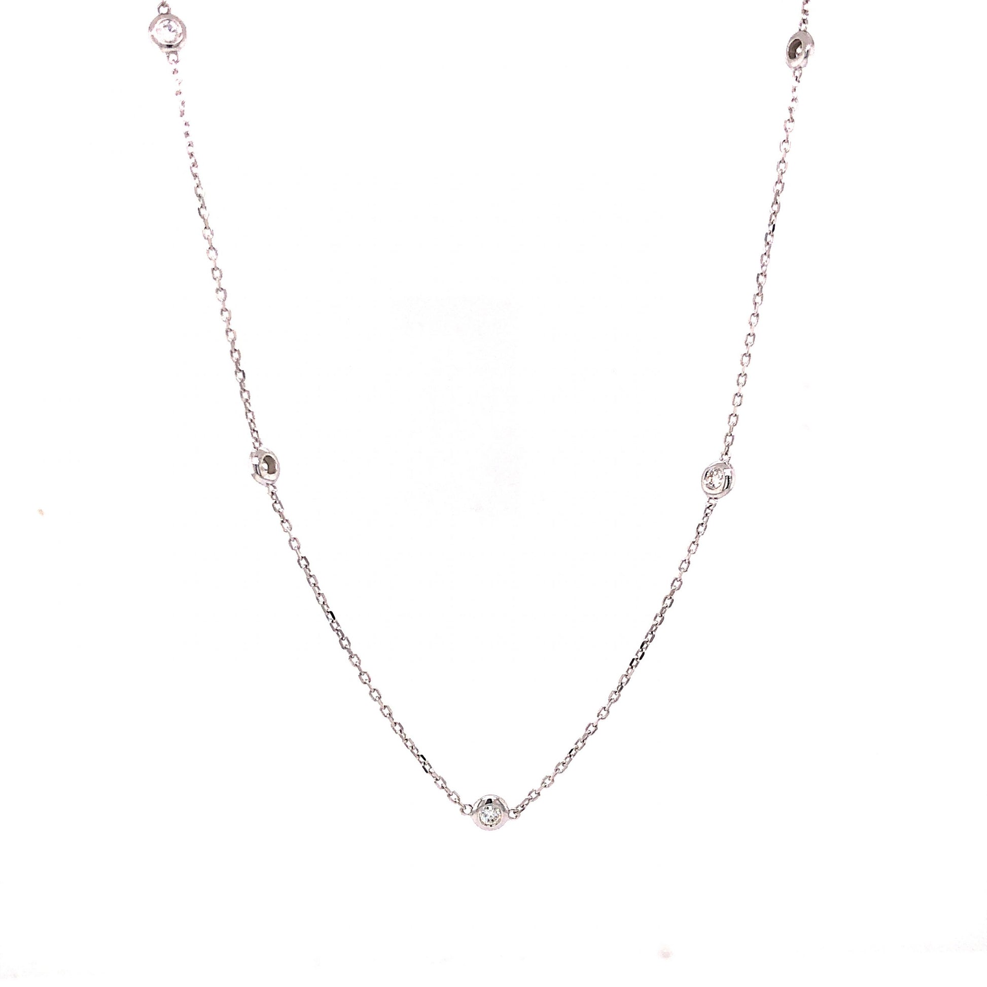 .32 Bezel Set Diamond Necklace in 14k White Gold