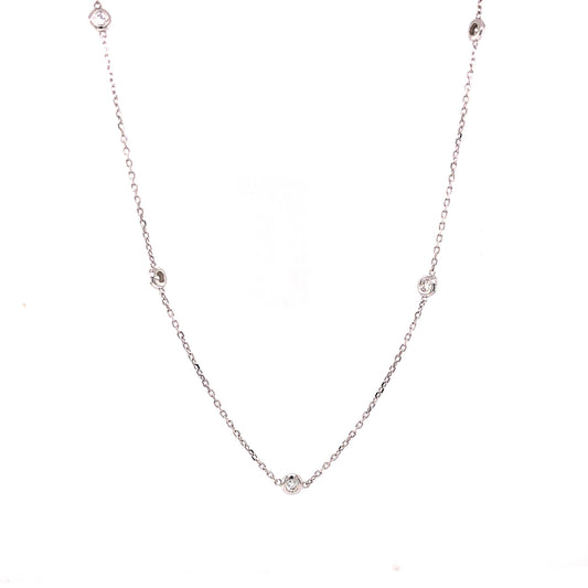 .32 Bezel Set Diamond Necklace in 14k White Gold