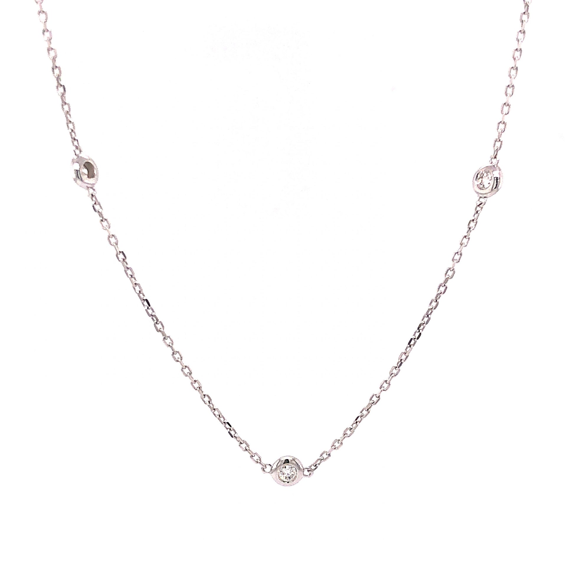 .32 Bezel Set Diamond Necklace in 14k White Gold