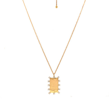 Rectangular Diamond Pendant Necklace in 18k Yellow Gold