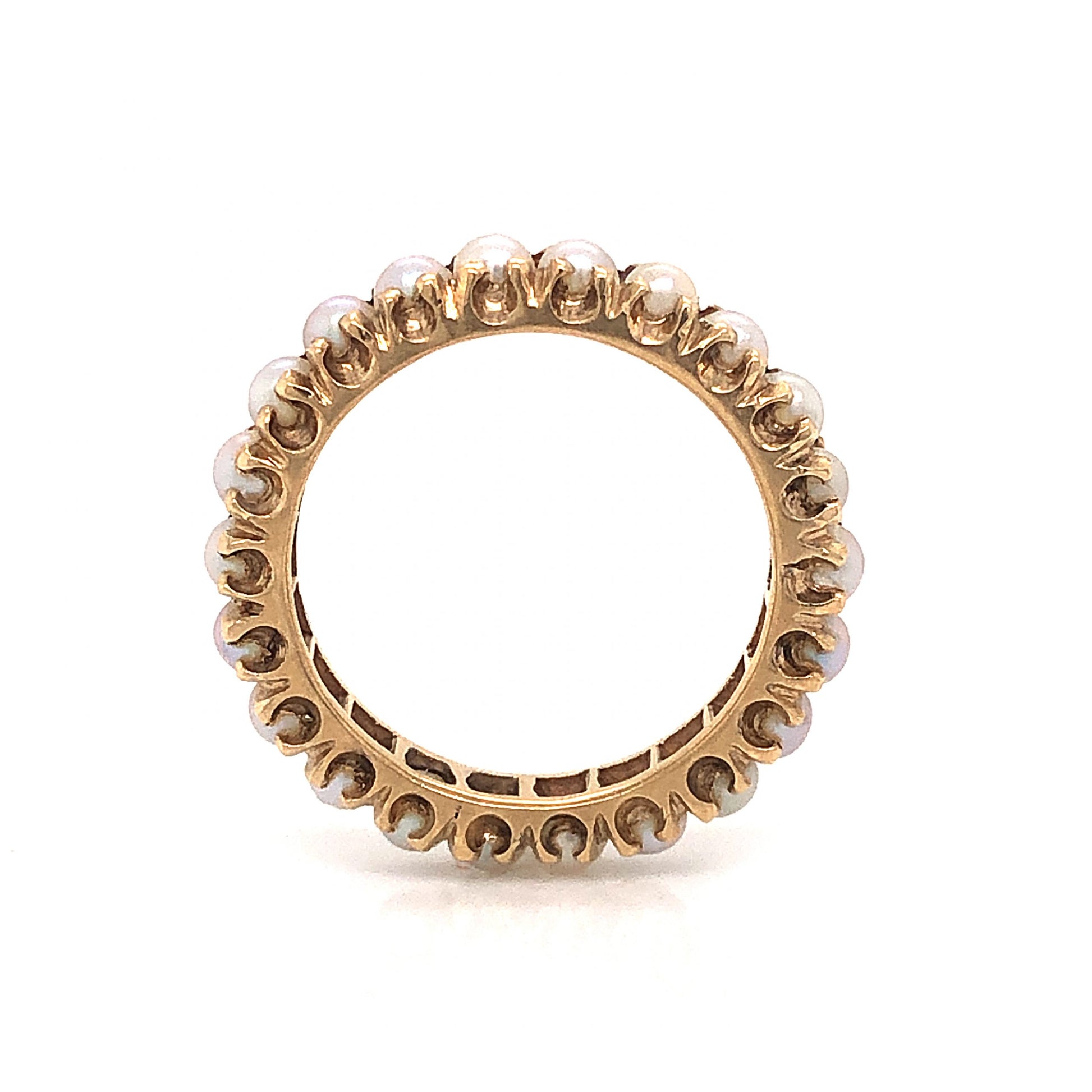 Pearl Eternity Band in 14k Yellow GoldComposition: Platinum Ring Size: 4.5 Total Gram Weight: 2.5 g