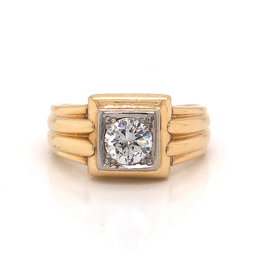 .70 Mid-Century Diamond Engagement Ring in 14k Yellow Gold