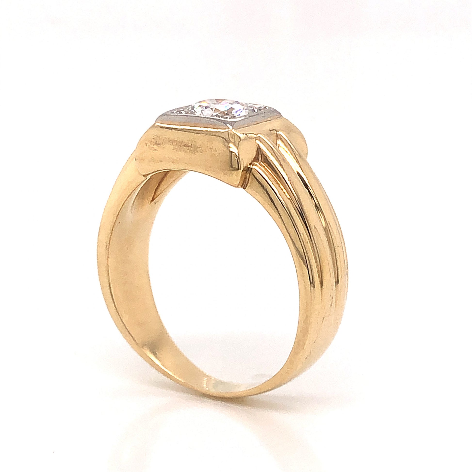 .70 Mid-Century Diamond Engagement Ring in 14k Yellow GoldComposition: 14 Karat White Gold/14 Karat Yellow Gold Ring Size: 8 Total Diamond Weight: .70ct Total Gram Weight: 7.6 g Inscription: 14
      