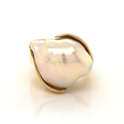 Baroque Pearl Cocktail Ring 18k Yellow Gold