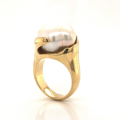 Baroque Pearl Cocktail Ring 18k Yellow Gold