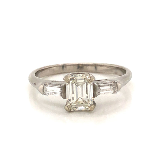 Vintage .63 Emerald Cut Diamond Engagement Ring in Platinum