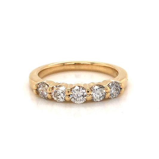 Modern Five Stone Diamond Wedding Band in 14k Yellow Gold