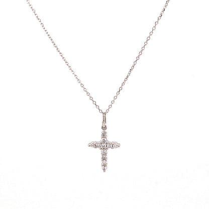 .27 Diamond Cross Pendant Necklace in 14k White Gold