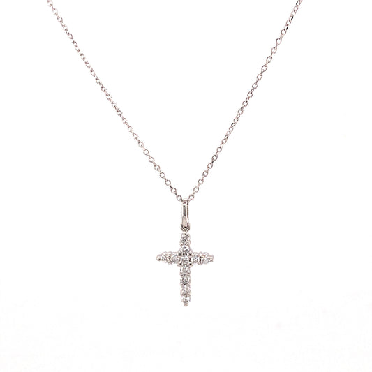 .27 Diamond Cross Pendant Necklace in 14k White Gold