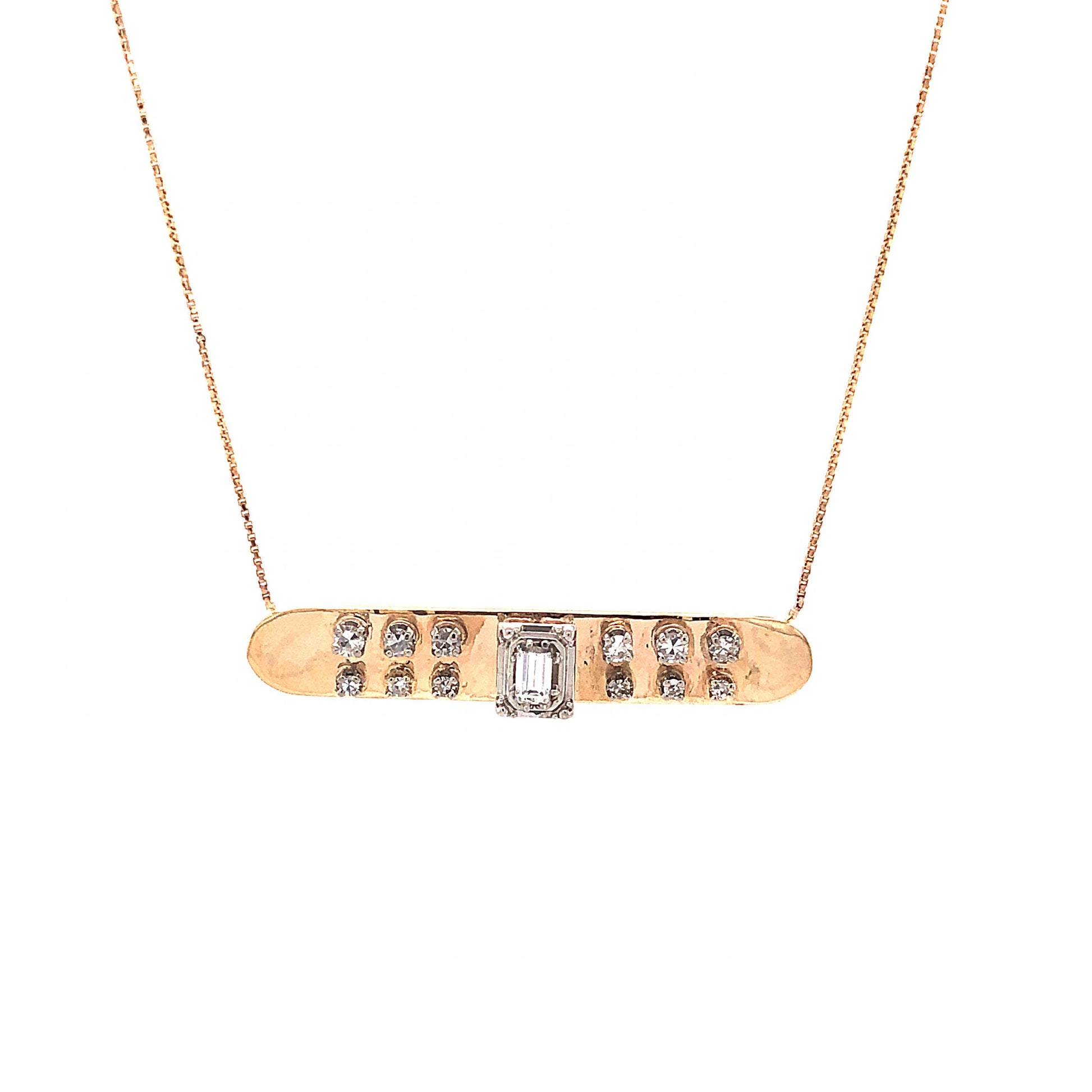 Diamond Bar Pendant Necklace in 14K Yellow Gold