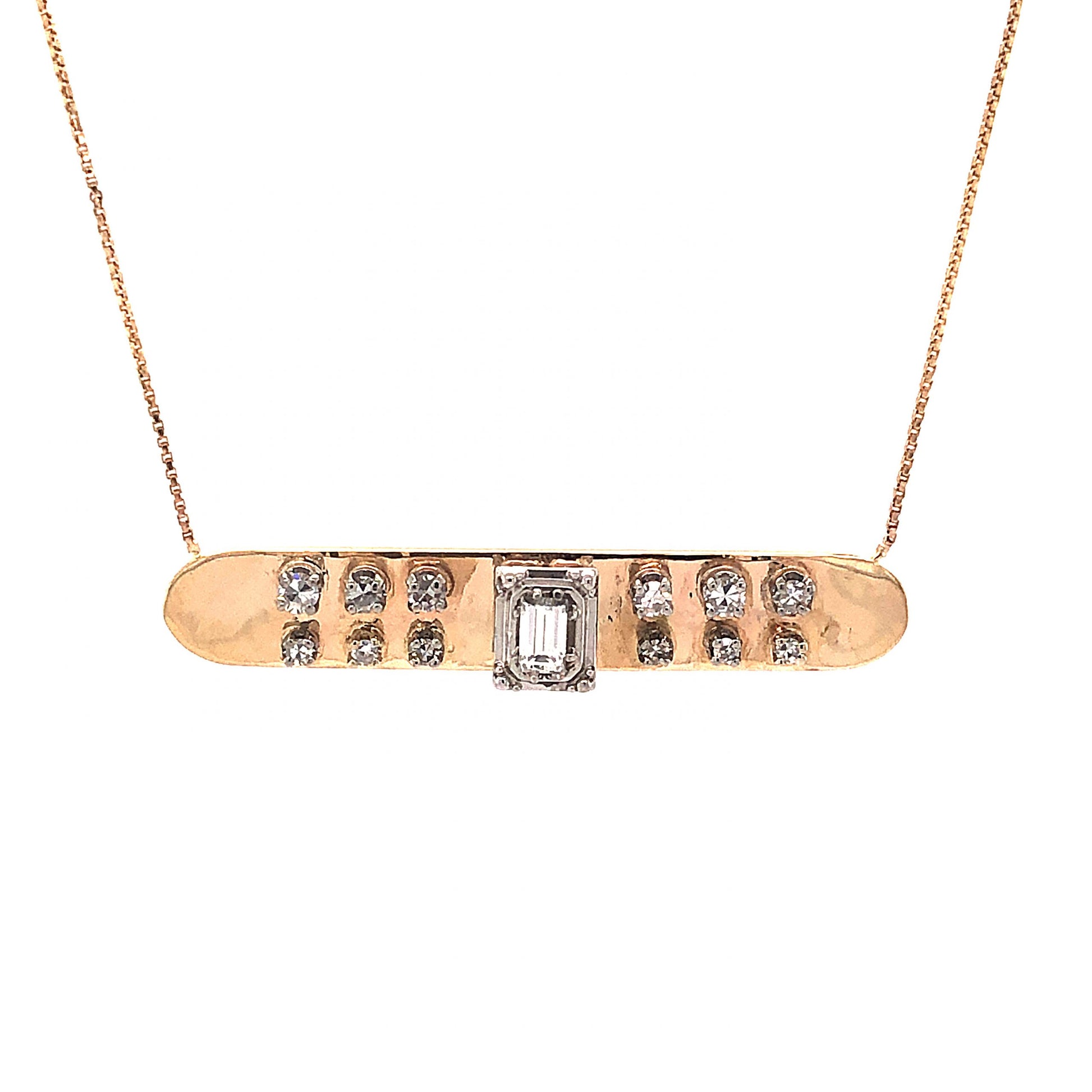 Diamond Bar Pendant Necklace in 14K Yellow Gold