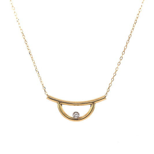 Semi Circle Bar Pendant Necklace in 14k Yellow Gold