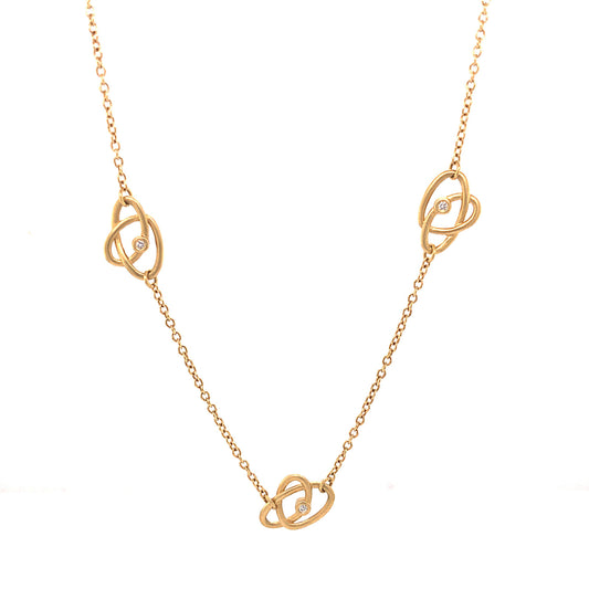 Diamond Knot Station Necklace in 18k Yellow Gold