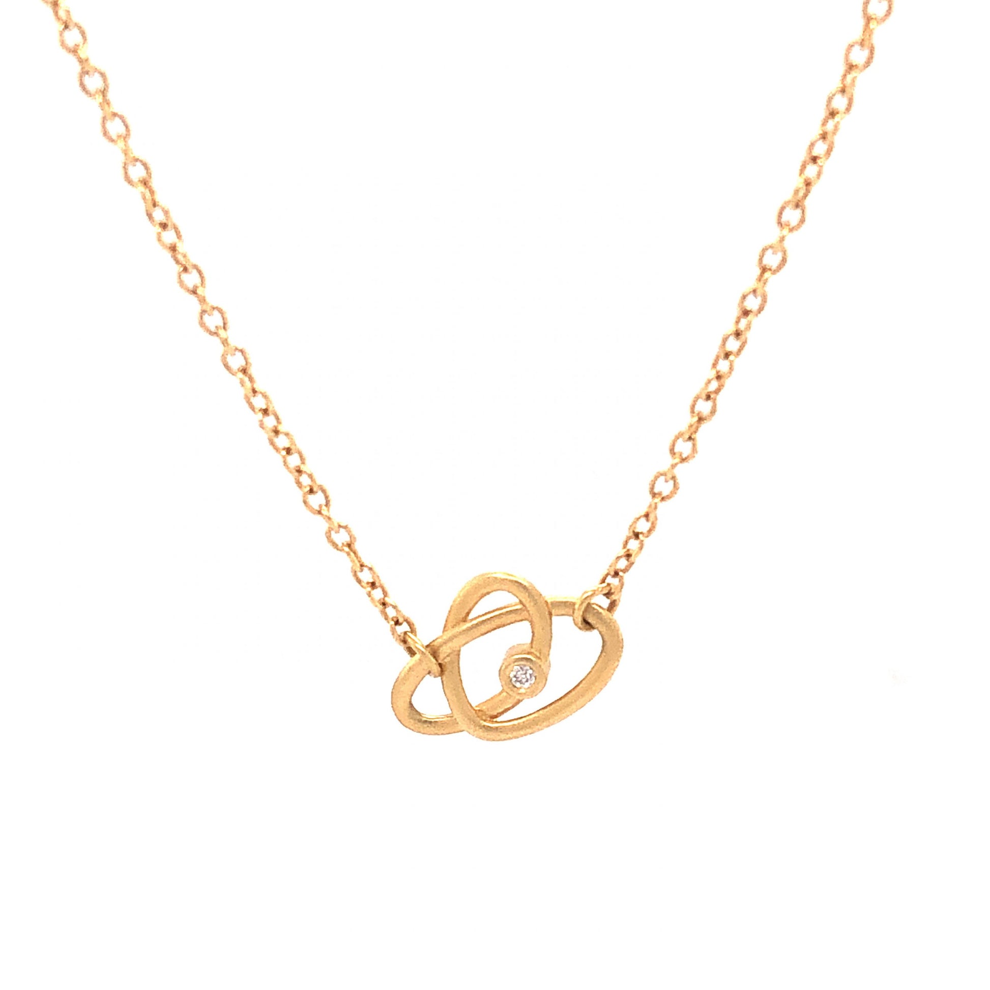Diamond Knot Station Necklace in 18k Yellow GoldComposition: 14 Karat Yellow Gold Total Diamond Weight: .10ct Total Gram Weight: 6.5 g Inscription: 18k
      