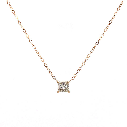 .67 Princess Cut Diamond Necklace in 14K Yellow Gold