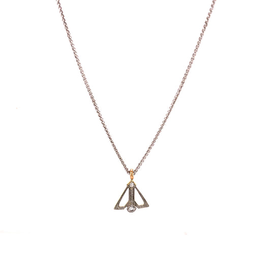 Two-Toned Art Deco Diamond Pendant Necklace in 14k Gold