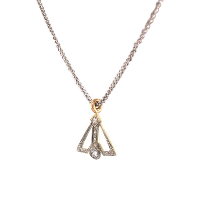 Two-Toned Art Deco Diamond Pendant Necklace in 14k Gold
