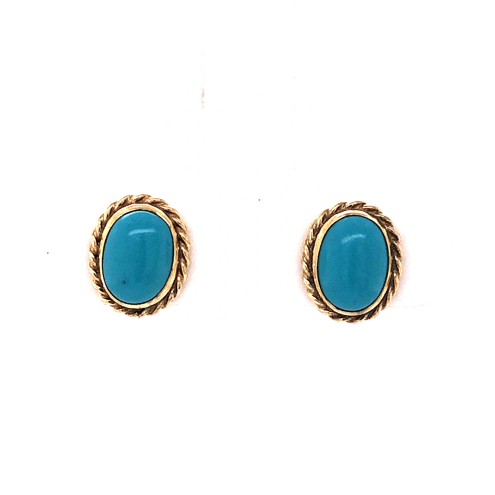 Everyday Turquoise Stud Earrings in 14k Yellow Gold