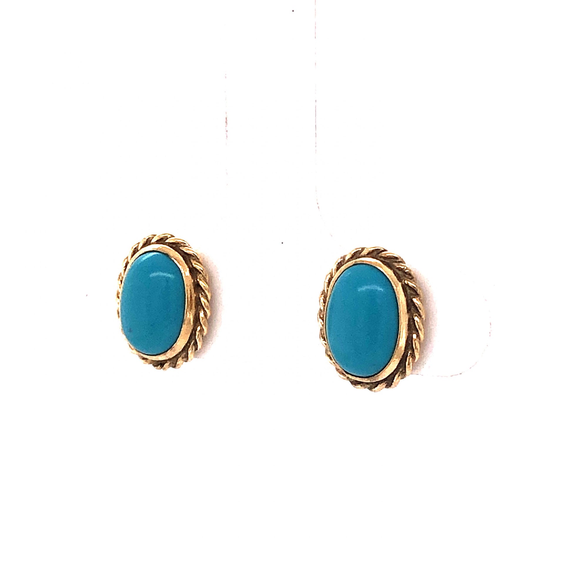 Everyday Turquoise Stud Earrings in 14k Yellow Gold