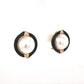 Pearl & Onyx Earrings w/ Diamonds in 18k Yellow Gold