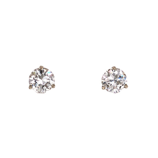 1.54 Round Diamond Stud Earrings in 14k White Gold