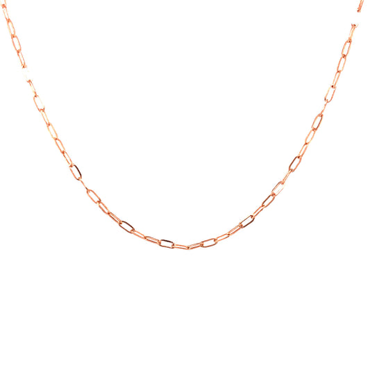 24 Inch Thin Paperclip Pendant Chain in 14k Rose Gold