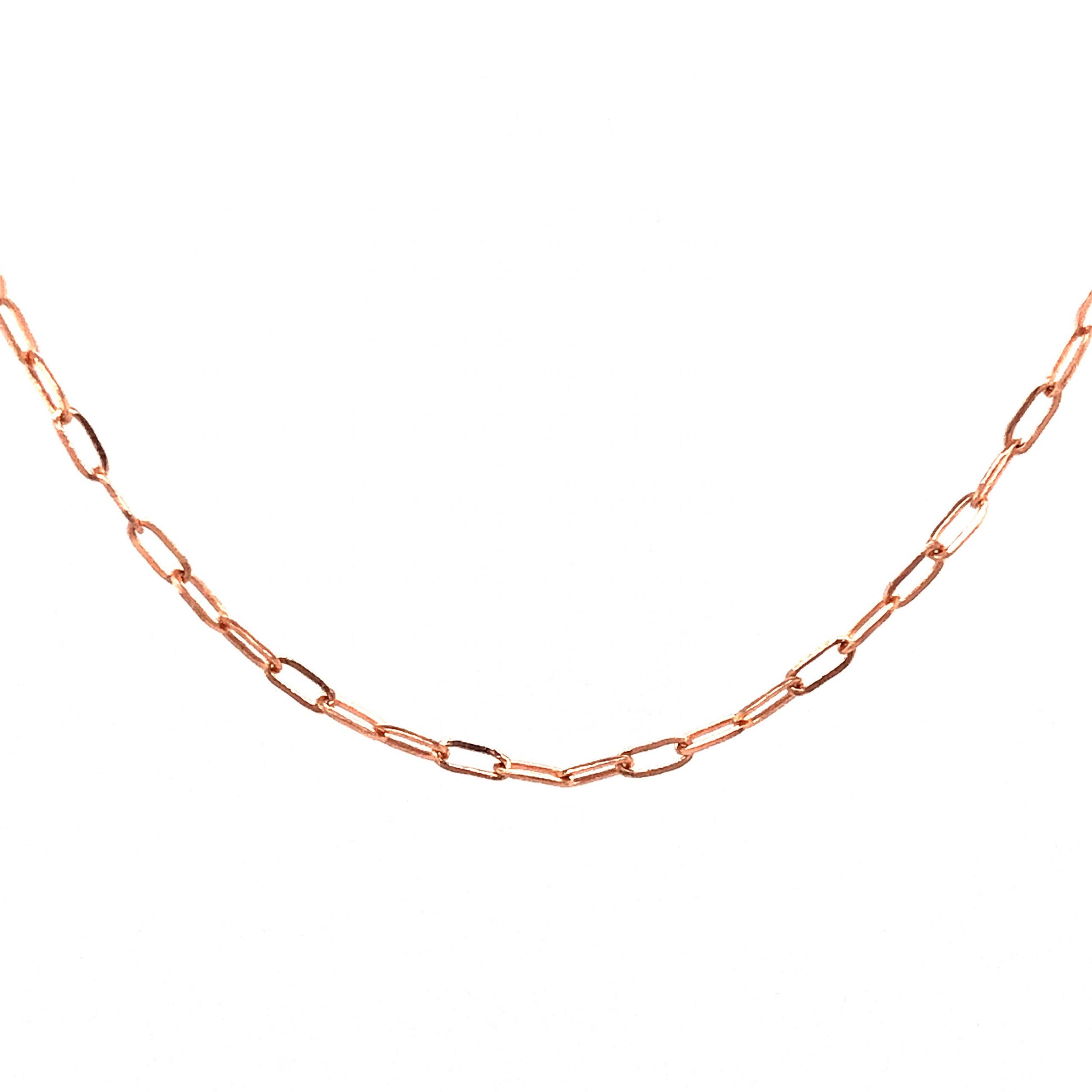 24 Inch Thin Paperclip Pendant Chain in 14k Rose Gold