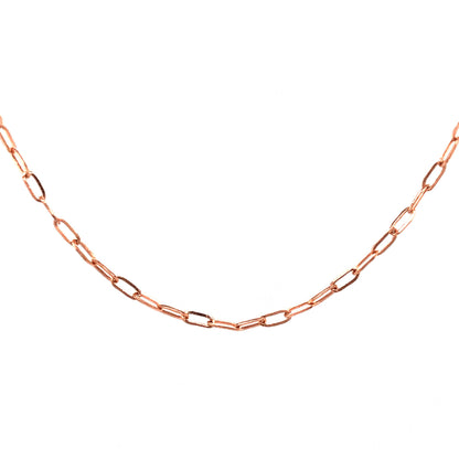 24 Inch Thin Paperclip Pendant Chain in 14k Rose Gold