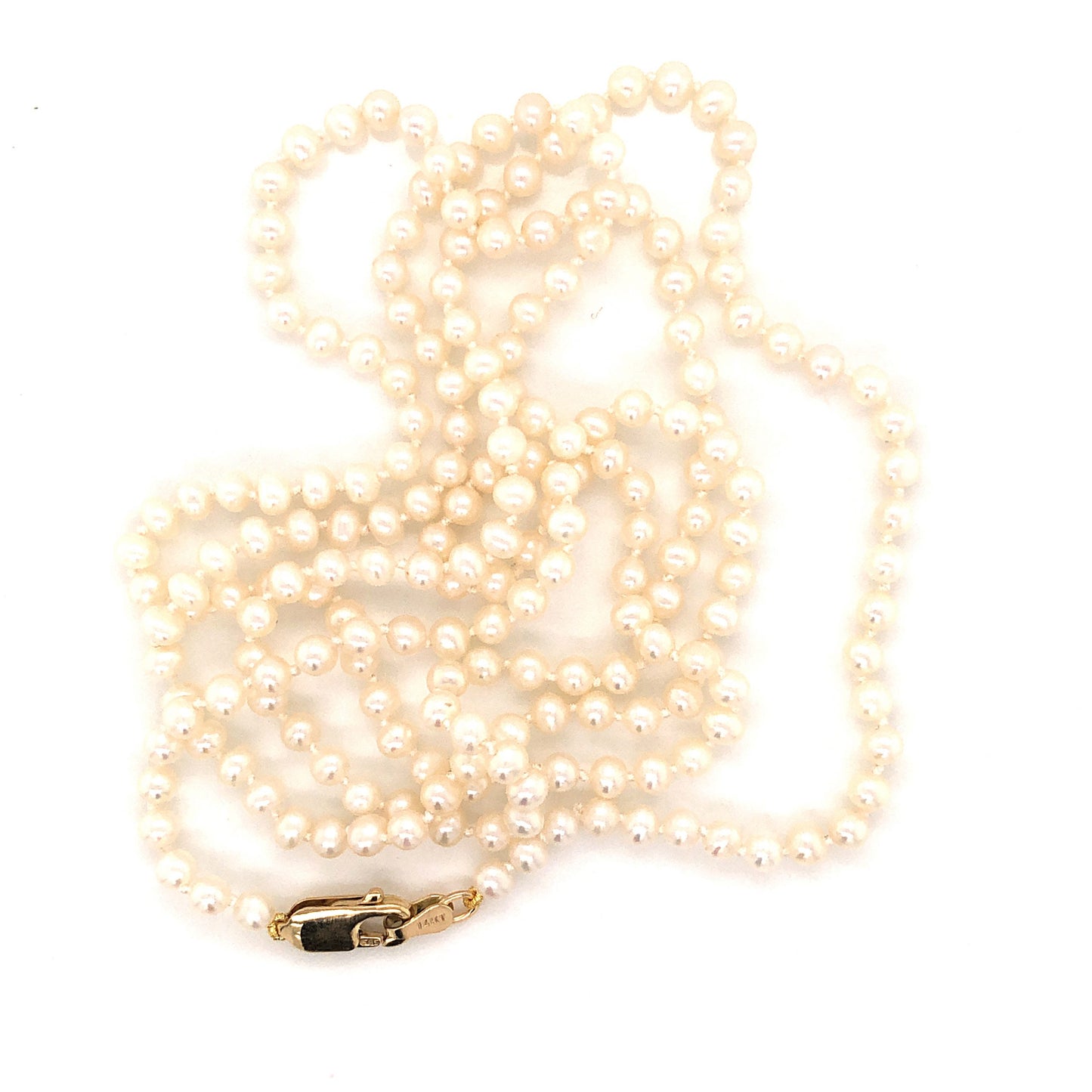 28 Inch Pearl Necklace w/ 14k Yellow Gold Clasp