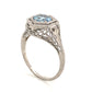 Art Deco Hexagonal Aquamarine Ring in 18K White Gold