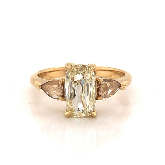 Old Mine Brilliant Cut Diamond Engagement Ring in 14k Yellow Gold