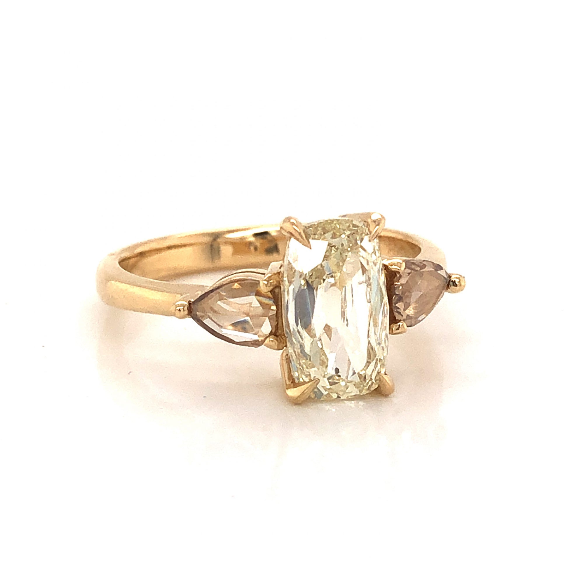 Old Mine Brilliant Cut Diamond Engagement Ring in 14k Yellow GoldComposition: 14 Karat Yellow Gold Ring Size: 6.25 Total Diamond Weight: 1.68ct Total Gram Weight: 3.3 g Inscription: 14k 
      