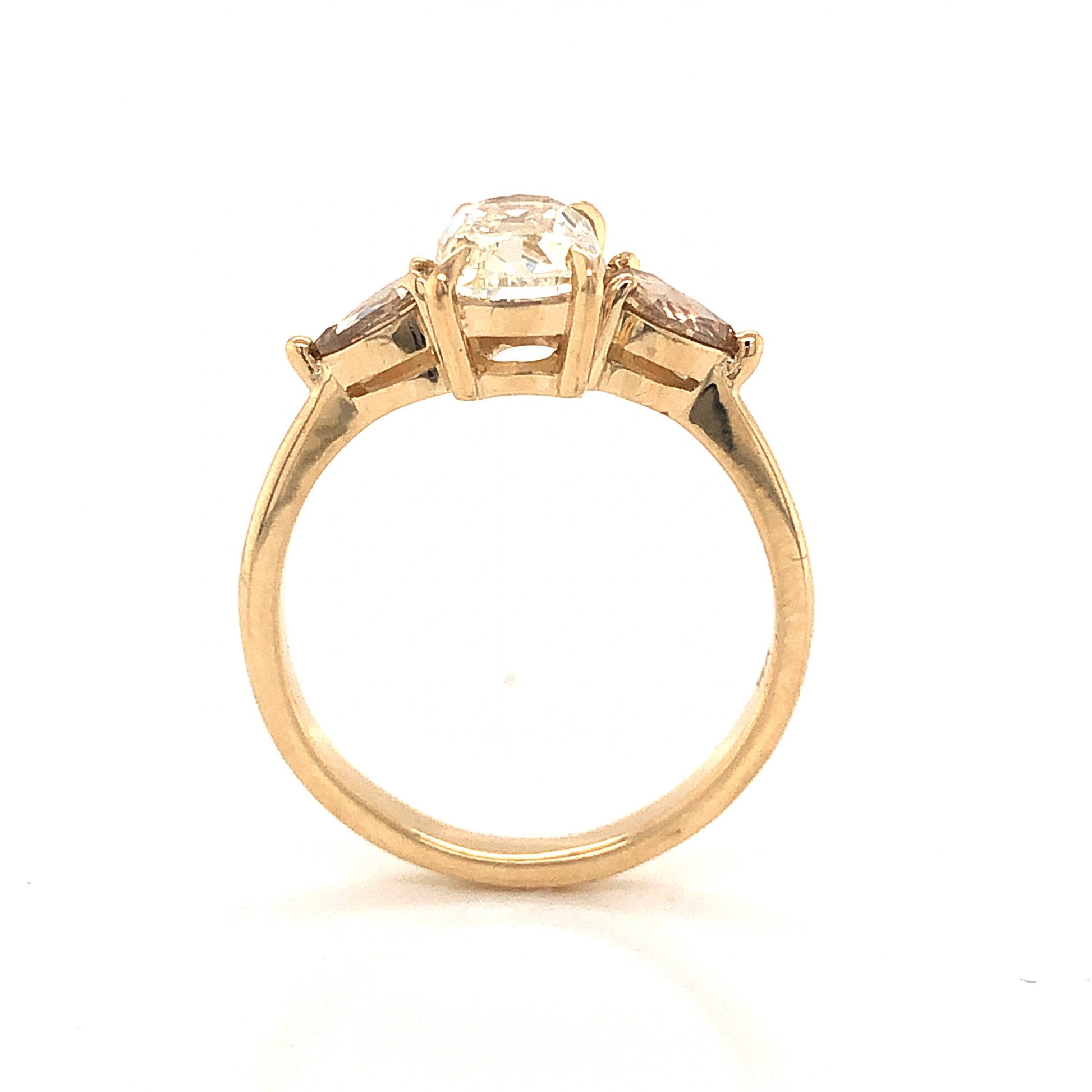 Old Mine Brilliant Cut Diamond Engagement Ring in 14k Yellow GoldComposition: 14 Karat Yellow Gold Ring Size: 6.25 Total Diamond Weight: 1.68ct Total Gram Weight: 3.3 g Inscription: 14k 
      