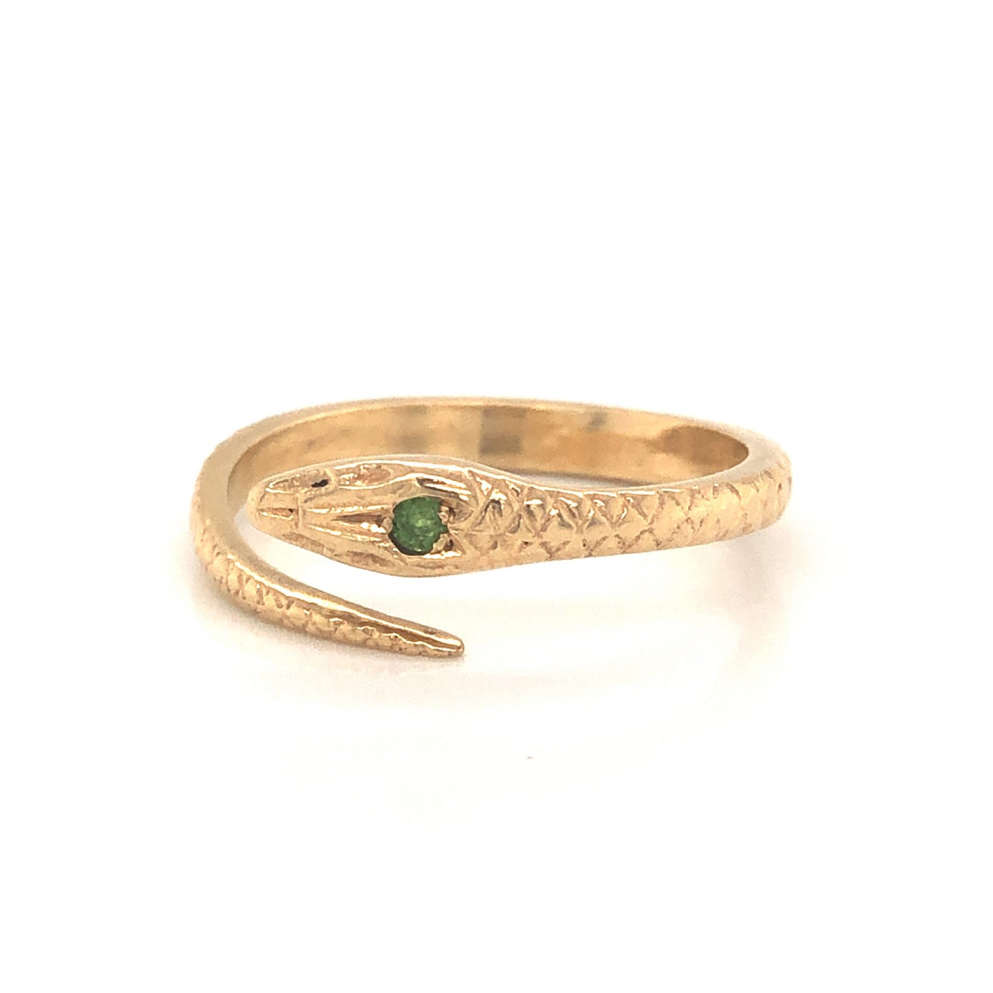 Victorian Peridot Snake Ring in 14k Yellow Gold