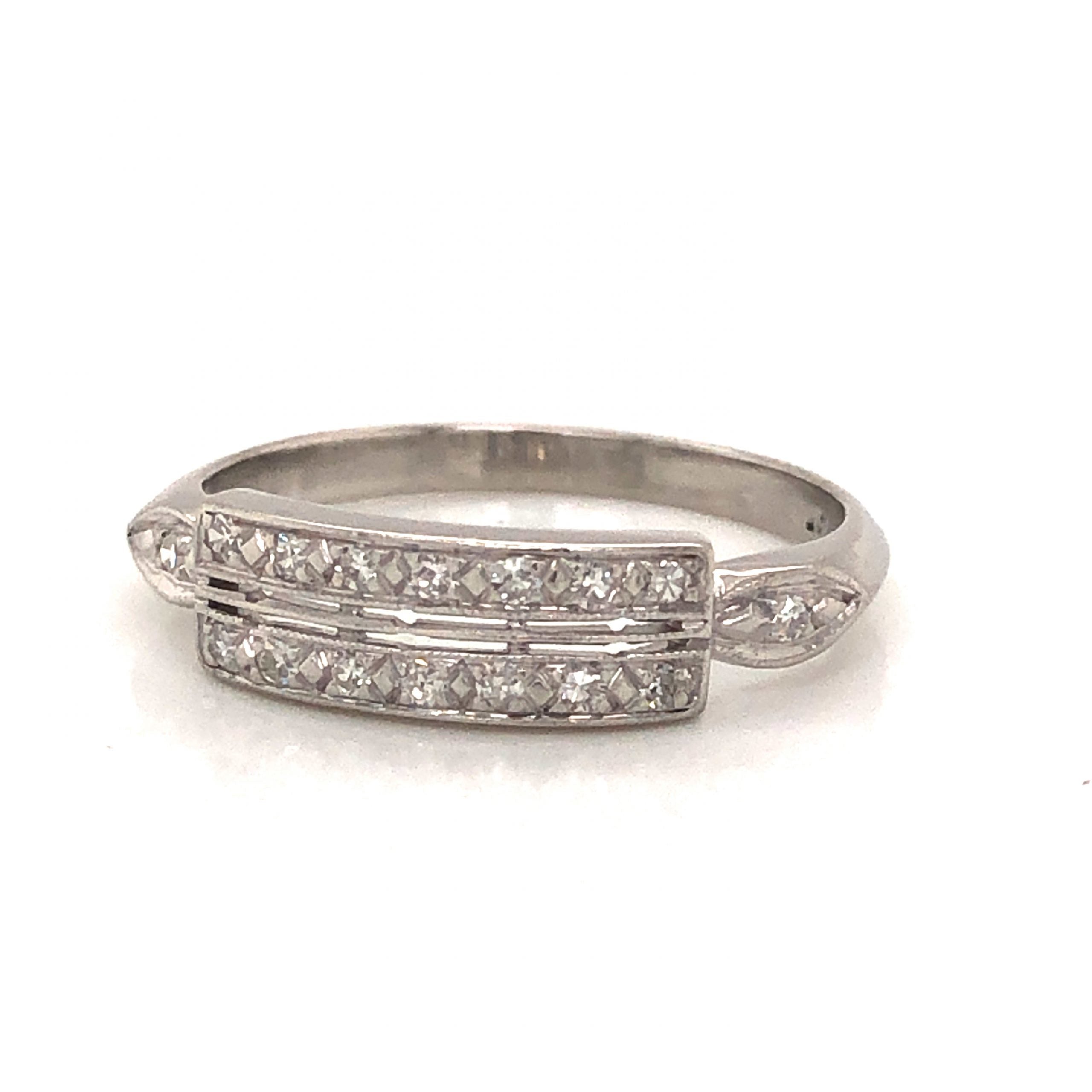Unique Art Deco Diamond Wedding Band in Platinum Filigree Jewelers