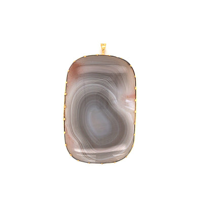 Large Agate Slab Pendant in 14k Yellow Gold