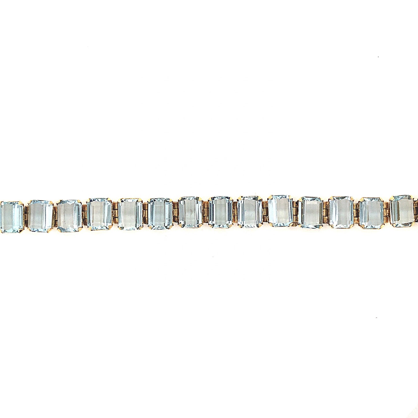 Mid-Century Aquamarine Bracelet in 18k Yellow Gold