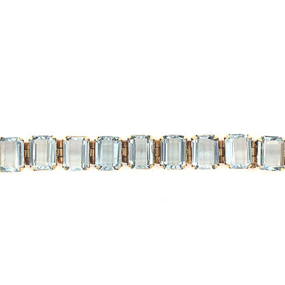 Mid-Century Aquamarine Bracelet in 18k Yellow Gold