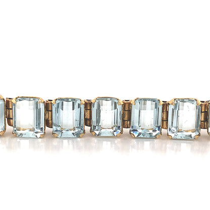 Mid-Century Aquamarine Bracelet in 18k Yellow Gold