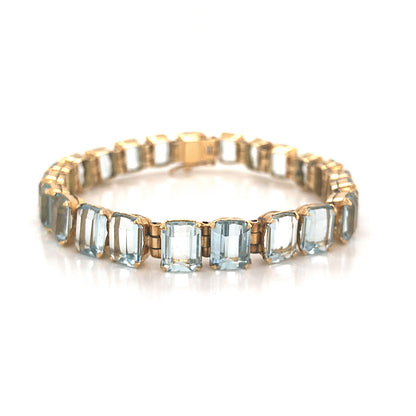 Mid-Century Aquamarine Bracelet in 18k Yellow Gold