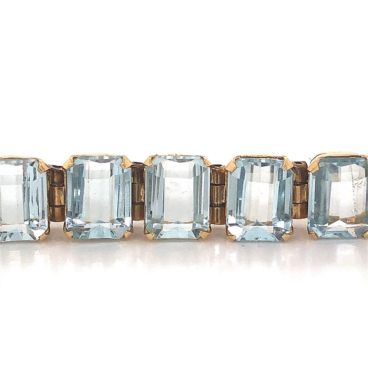 Mid-Century Aquamarine Bracelet in 18k Yellow Gold