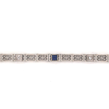 Art Deco Filigree Link Bracelet in 14k White Gold