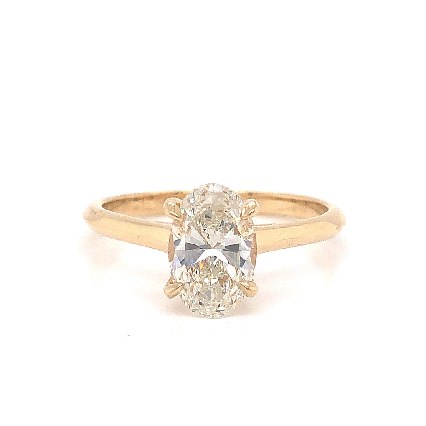 1.51 Oval Cut Solitaire Diamond Engagement Ring in 14k Yellow Gold