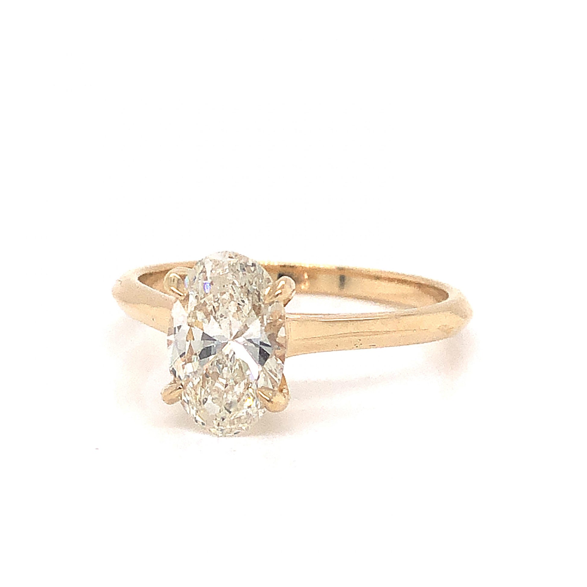 1.51 Oval Cut Solitaire Diamond Engagement Ring in 14k Yellow Gold